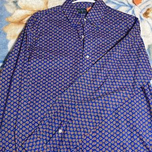 RALPH LAUREN BLUE & ORANGE LONG SLEEVE BUTTON DOWN